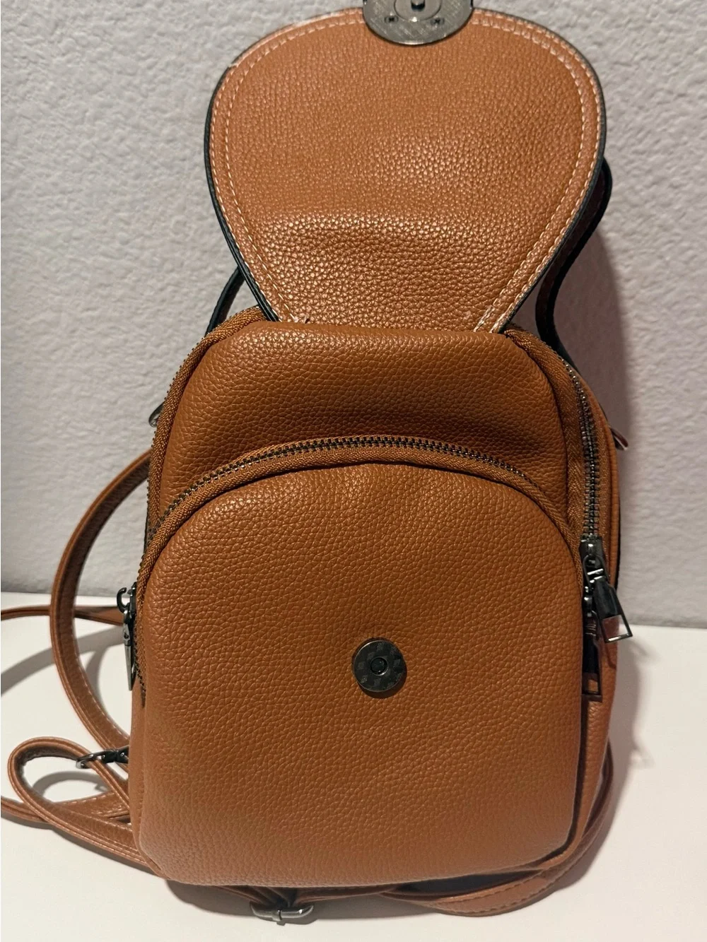 Tan Women's Mini Backpack Crossbody Bag